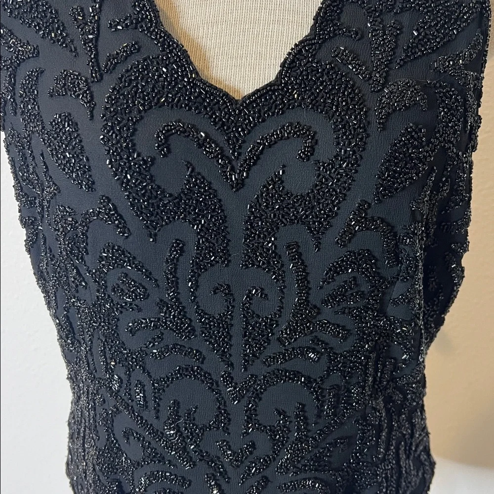 JKARA New York Beaded V-Neck Tank Top - Picture 3 of 5
